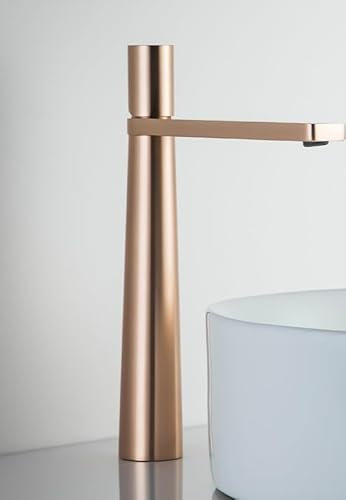 Warm- und Kaltwasser Unterbau-Waschtischarmatur Badezimmerwaschbecken Aufsatzwaschbecken weißer Wasserhahn, [Roségold] hohes Modell