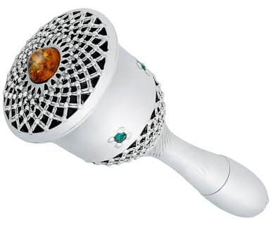 Rassel für Junge oder Mädchen, Oxidiertes Sterlingsilber, Baltischer Bernstein in Cognac Farbe, Silberrassel mit Bernstein und Zirkonen, Silbernes Andenken