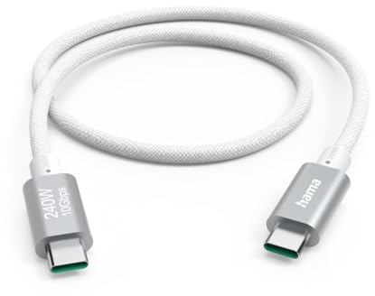 Hama USB C Kabel 1,50 m (Schnellladekabel USB-C auf USB-C, mit E-Mark Chip, High Speed 10 Gbit/s Datenübertragung, USB 3.2 Gen2, Full Featured, für PC, MacBook, Smartphone etc.) weiß