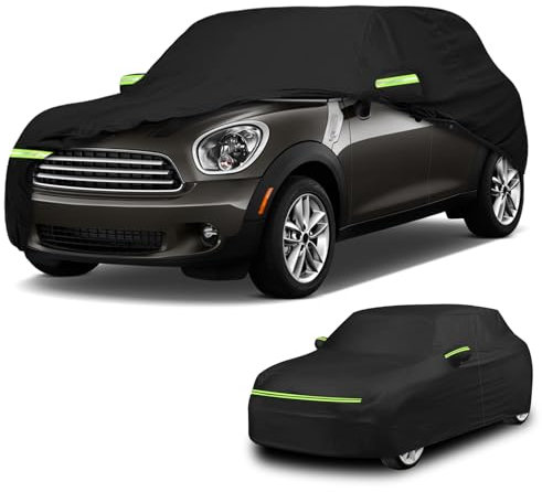 Waterproof Car Cover Compatible with Mini Countryman R60 2010-2016, Mini Paceman R61 2012-2016, All Weather Outdoor Indoor Car Full Cover with Zipper Door and Windproof Strap for All Seasons (Black)