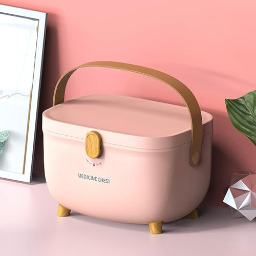 Medikamenten Aufbewahrung,Medizinbox Hausapotheke box mit Griff und herausnehmbarem Fach,Doppellagig Multifunción Aufbewahrungsbehälter Große Kapazität für Medikamente,Gadgets,Kosmetische(Rosa)