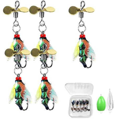 Fly Fishing Lure, Fly Fishing Flies Colourful Fly Fishing Assortment, Artificial Bait with Reflective Sequins, Fly Fishing Equipment, Strong Handle, Carp Fishing Accessories for Fishing