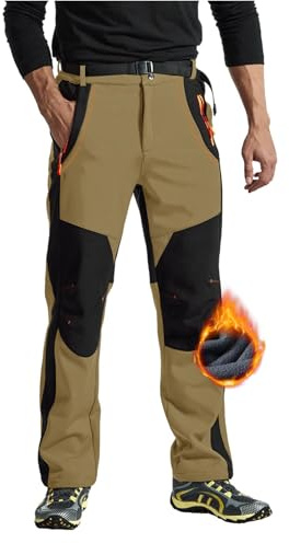 Rdruko Skihose Herren Wasserdicht Softshellhose Wanderhose Warm Thermohose | Gefüttert Winterhose Schneehose Outdoorhose Snowboardhose Winter Trekkinghose mit Gürtel für Skifahren Wandern Fahrrad