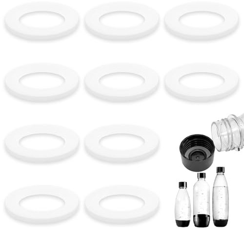 Ersatz-Dichtungsringe für SodaStream Deckel - O-Ring Dichtung Ersatzteile kompatibel mit SodaStream D57 & PET Flaschen, Umweltfreundlich Deckeldichtung (10 Stück, Weiß)