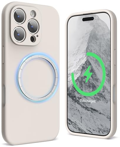 SURPHY Designed for iPhone 16 Pro Case Compatible with MagSafe (6.3 inch 2024), Liquid Silicone Phone Case (Camera Protective, Soft Microfiber Lining), Stone