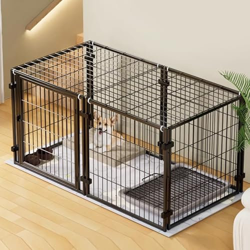 Faltbare Hundebox Pet Fence Indoor Hundekiste mit Großer Tür Design und Abdichtung Oben Abdeckung ist Ctrong und Langlebig Ggeeignet für Alle Arten von Hunden(Black,120 * 60 * 60cm)