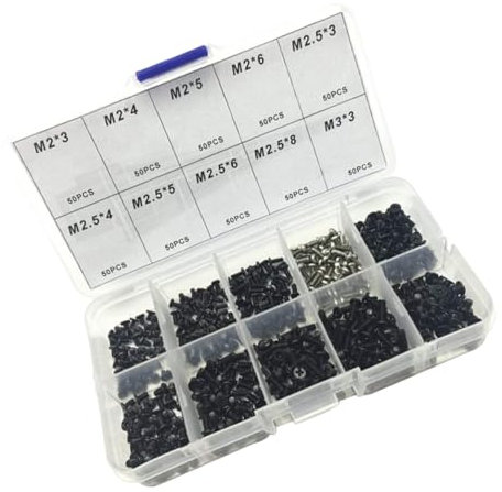 SOLUSTRE 500pcs Laptopscrewskitreplacementminicrosscarbonsteelscrewssetrepairingaccessoryforlaptopcomputer