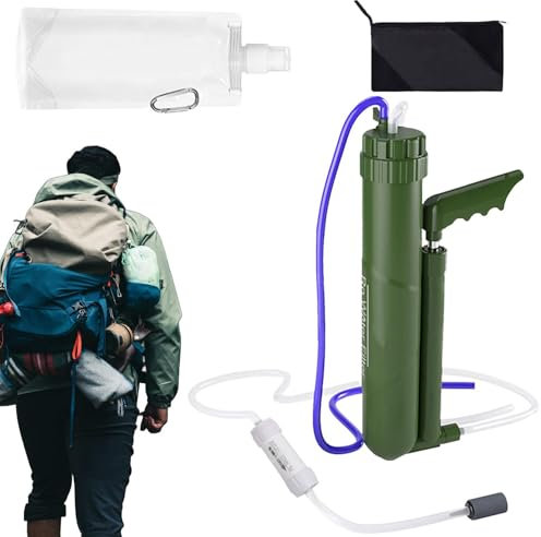 Filtre à eau pour randonnée,Filtre à eau pour randonnée | Filtre à eau de randonnée à pompe manuelle 0,0001 micron | Système d'eau de camping de haute précision, équipement de survie, jusqu'à 8 000 L,