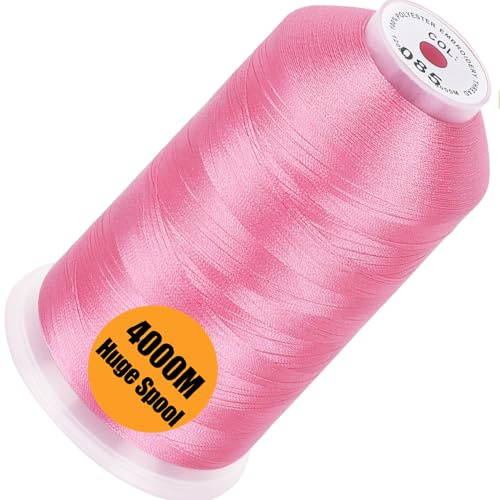 New brothread - Einzelne Riesige Spule 4000M/Jede 100% Polyester Maschinen Stickgarn 40 WT für Gewerbliche und Haushalts Maschinen - Pink