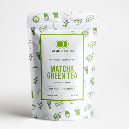 BrightMatcha Ceremonial Grade Matcha Green Tea, Hand Picked, Stone Grounded, 75g, Product of Japan