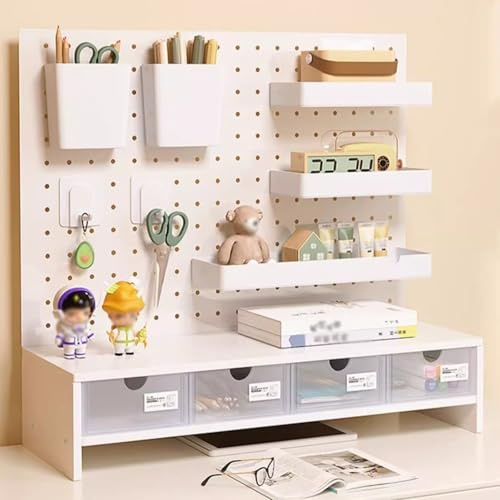 SCBTGKLN Wandregal, Stecktafel mit 4 Schubladen, Schreibtisch-Regal-Organizer, Büro-Stecktafel, Desktop-Präsentationsständer, für das Heimbüro (50x46cm/20x18in)