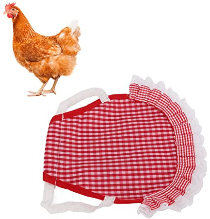 Oreilet Sattelschürze für Hühner, Hühnerfederschutz aus Stoff, Hühnerkleidungsweste mit elastischen Bändern für kleine, mittelgroße und große Hühner, universell, hält warm (Roter Plaid)
