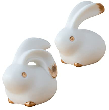 MAGICLULU 2stücke Kaninchen Ornament Weiß Porzellan Für Dekoration Tischschmuck Tierfigur Bastelarbeit Hasen-Dekoration Innenraum Zierobjekt