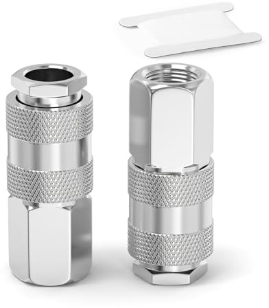 ERGAOBOY 2 Pcs 1/2 BSP Female Air Hose Fittings, Flow Quick Connect Industrial Air Coupler and Plug Kit Couplings Connector, Pneumatic Compressor Hose Fittings Kit for Auto Shop