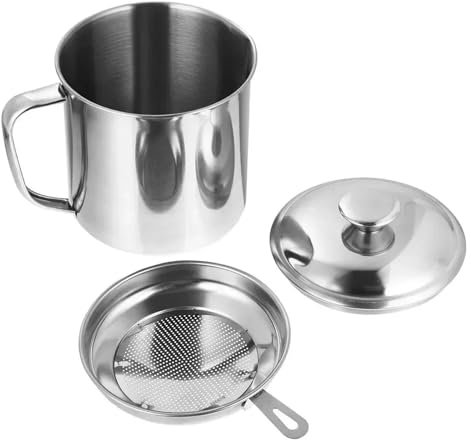 Ollas De Filtro De Aceite Para Cocinar Recipiente colador de aceite, contenedor de aceite de cocina, lata con colador for almacenar carne, aceite for freír y almacenamiento de grasa for cocinar Para A