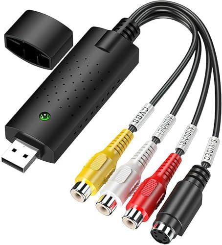 Convertidor de audio y vídeo USB 2.0, VHS a DVD digital para Windows Pc edición de video Hi8 digitaliza con adaptador convertidor Scart/AV para Mac y Windows 10