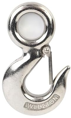 Hoist Cargo Hooks,Heavy Duty Rigging Hook,Working Load Stainless Steel Hoist Cargo Hook Lifting Chain Eye Rotatable Ring Claw With Lock(1.5T)