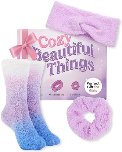 Lily England Cozy Gift for Teenage Girls - Socks, Headband & Scrunchie | Stocking Fillers for Teenage Girls with Soft Cotton Essentials for Self-care & Everyday Comfort