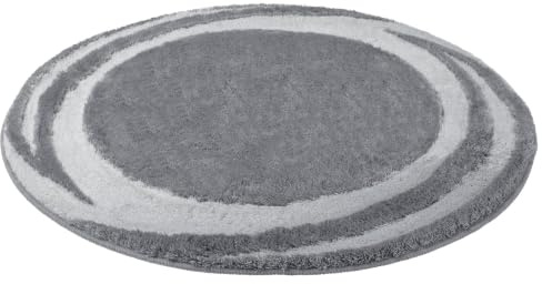 Kleine Wolke Badteppich Mystic Anthrazit 100 cm rund | OEKO-TEX zertifiziert, rutschhemmende Unterseite, für Fußbodenheizung, maschinenwaschbar, 100% Polyacryl