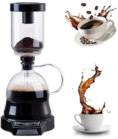 HYYKEJI Caffettiera elettrica a sifone, caffettiera da 400 ml, con Timer Automatico, 2 Livelli di Potenza Regolabili, Estrazione in 60 Secondi, Rimovibile, per Gli Amanti del caffè, per L'Ufficio.