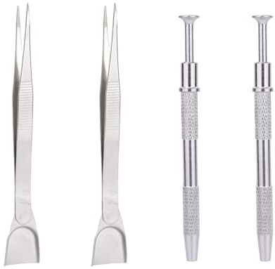 4pcs Cake Decorating Tools Set, 2 Styles Stainless Steel Sprinkles Tools for Cake Decorating Claw Pen Pearl Grabber & Tweezers with Shovel Head for Cookie Cupcake Decoration