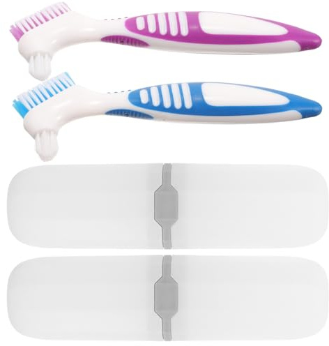 Beaupretty 2 ensembles Boîte de Rangement Double Face pour Brosse à Dents de Voyage Set de Étuis Portables pour Brosse Souple et Nettoyage des Prothèses Dentaires Compact pour Soins Buccaux