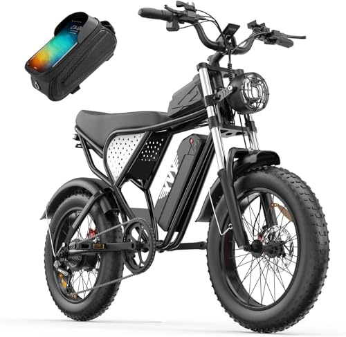 Snokco C20 Bicicleta eléctrica con batería extraíble de 52 V/40 Ah, 48 V/20 Ah/48 V/15,6 Ah, neumáticos de 20 x 4 Pulgadas y Frenos hidráulicos de 7 velocidades. Bicicleta eléctrica Todoterreno.(C20)