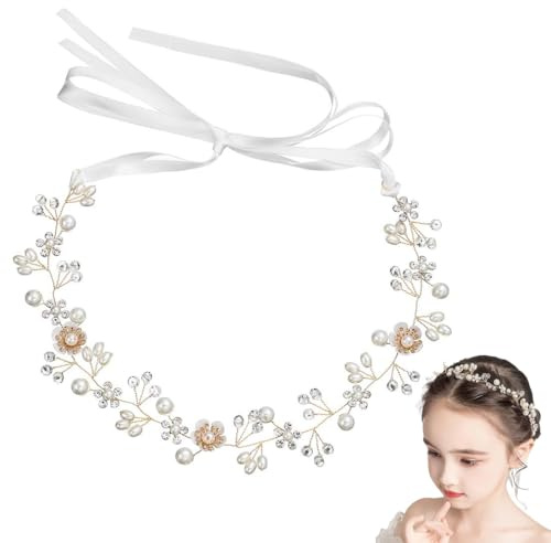CATZUM Elegante Fascia per Capelli con Fiori e Perle, Accessorio Romantico per Sposa, Damigelle e Bambine, Ideale per Matrimoni, Comunioni e Occasioni Speciali