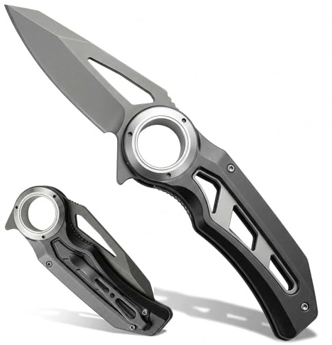 Hision Klapptaschenmesser, kleines EDC-Messer mit Gürtelclip für Damen und Herren, ideal für Camping, Jagd, Survival und Wandern, Geschenkidee für Papa, Mama, Ehemann, Ehefrau (Black)