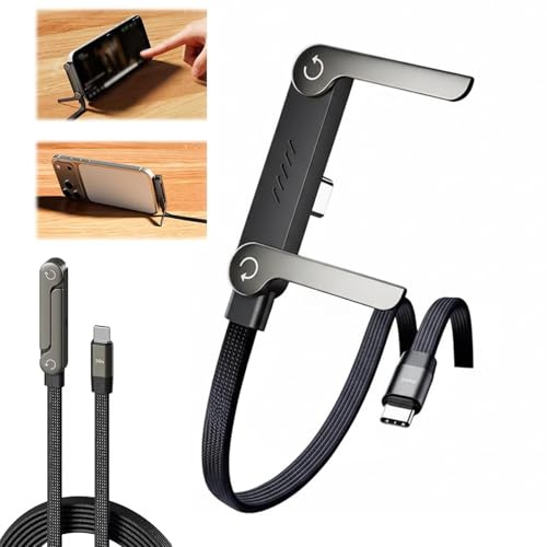 Sinlay Cavo Di Ricarica Con Supporto Invisibile Per Telefono 2 In 1, Cavo Di Ricarica Rapida Da 240 W,Regolabile 360°, Esterno Intrecciato,Ricarica 1,5 Metri,Per Gaming E Ufficio (TYPE-C to TYPE-C)