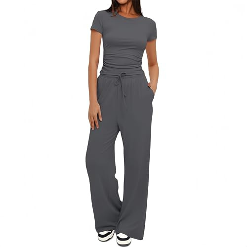 YKDLLF Sportivo Donna Completo Completi Sportivi Due Pezzi Sportiva Estiva Pantaloni Casual Elegante Completo Sportivo Tute da Ginnastica da Donna Estiva 2 Pezzi Homewear