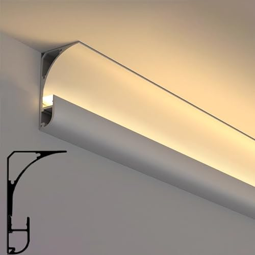 CQAHDSEVF Canal de aluminio LED, Canal del LED for el zócalo del zócalo del moldeado de corona que enciende tamaños múltiples negros blancos(White,L)