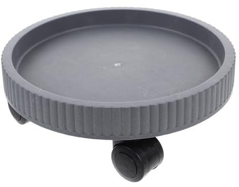 HOUDERCO Vassoio per Piante con Ruote, Carrello Tondo Rinforzato | Plastico, per Vaso e Fioriera, Uso Interno ed Esterno, Rotelle Scorrevoli