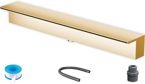 Vattenfallsfontän i rostfritt stål - 122 cm kaskadfontän för utomhusbruk för trädgård, uteplats och bakgårdsdekor, anpassningsbar dammvattenfallsdekor