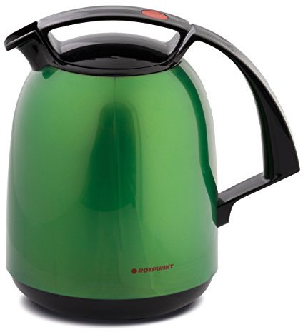 ROTPUNKT Isolierkanne 810 FAY 1,0 l | Zweifunktions-Drehverschluss | BPA-frei - gesundes Trinken | Made in Germany | Warm + Kalthaltung | Glaseinsatz | Shiny Jade
