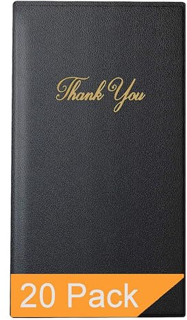 Gold Lion Gear Restaurant Check Presenters - Guest Check Card Holder with Gold Thank You Imprint - 5.5 x 10 Black 20 Pack, Standard Server Book - Waitress Book