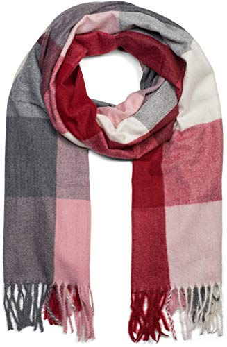 styleBREAKER Unisex Oversize Karo Schal Fransen Winter | Gewebtes XXL-Halstuch, 72x180 cm Abmessung, dicke 8 cm Abschlüsse an Enden, wärmendes Material, auch als Stola drapierbar.