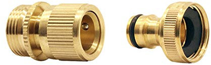 Garden Hose Quick Connect, 1 Set (2PCS) 3/4 inch Solid Brass No-Leak Garden Hose Connector Fitting, Easy Connect and Release Adapter Set, Male and Female(1 Sets)