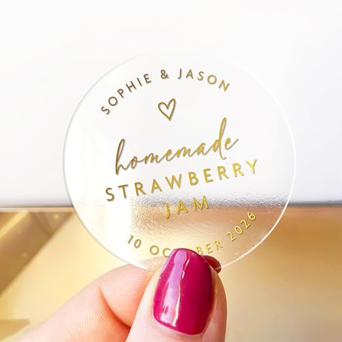 Custom wedding gold foil favor stickers labels for jars, Personalized wedding jam favor sticker, Jam packed with love labels - RW59