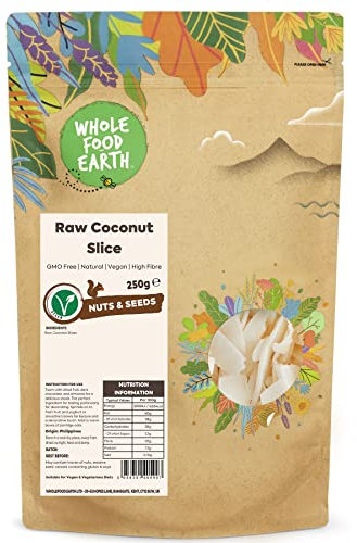 Wholefood Earth Raw Coconut Slice 250 g | GMO Free | Natural | High Fibre, Packaging May Vary