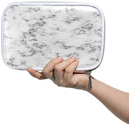 RXYY Federmäppchen Weiß Marmor Schwarz Textur, Halter Mäppchen Reißverschluss Schreibwaren Reise Beutel Bürste Kosmetik Stifttasche für Schule Mädchen Jungs