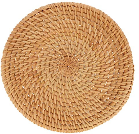Homoyoyo Almohadilla Aislante Tejida De Ratán Posavasos Trenzado Retro para Taza De Té Decorativo para Mesa Mantel Individual De Ratán Hogar