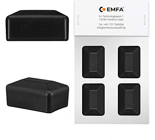 EMFA Zaunpfahlkappe rechteckig 60x80 mm Schwarz 4 Stück Pfostenkappen Kunststoff Abdeckkappen Zaunkappen