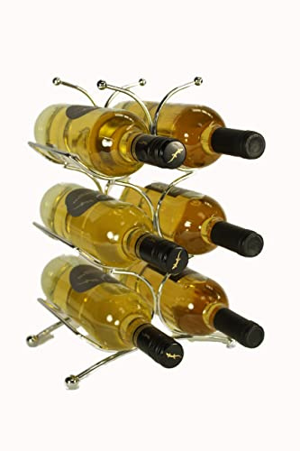 Cranville 6 bottle chrome wine rack