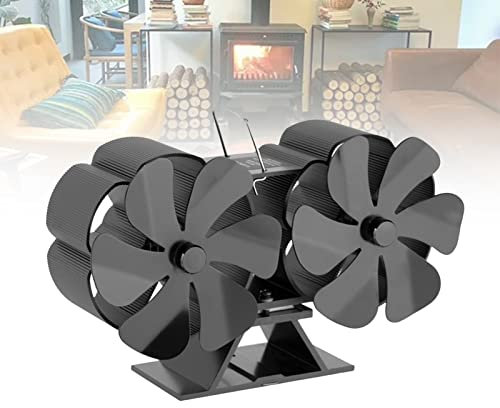 DYK&NX Silent Mini Twin Blade Stove Fan, Space Saving Compact Stove Fan for Wood/Log Burner/Fireplace,Eco Friendly and Efficient Heat Distribution-Quiet Fireplace