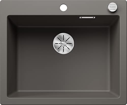 BLANCO PLEON 6 Fregadero de granito de color gris silcán, tipo de montaje: instalación desde arriba, para armarios inferiores de 60 cm de ancho, volumen máximo gracias a su lavabo especialmente