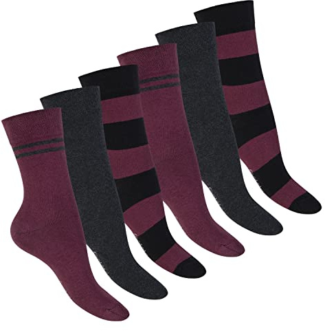Footstar Ringel damstrumpor (6 par), Bordeaux, 35-38 EU