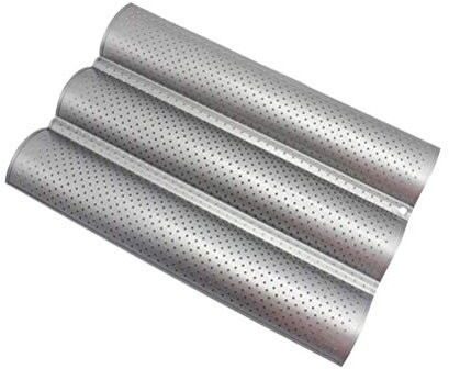 Qcwwy Perforated French Bread Pan,Long French Bread Pan Italian Bread Bakers Tray Non Toxic Perforated Loaf Pans for Baking Nonstick Baguette Pans (Silver)