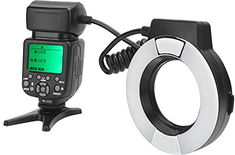 T Opiky TTL Makro-Ringblitz, 1/200s-1/20000s 100-1500 Blitze TTL/Manueller Blitz/Strobe-Modus Multikamera-Taschenlampe Autofokus-Ringblitz,mit Adapterring und