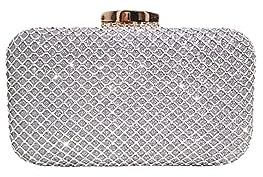 CORIOS Damen Strass Abendtasche Diamant Clutch Tasche Shiny Handtasche Hochzeit Brautbörse Kette Schultertasche Klein Tasche Elegante Luxus Umhängetasche Silber